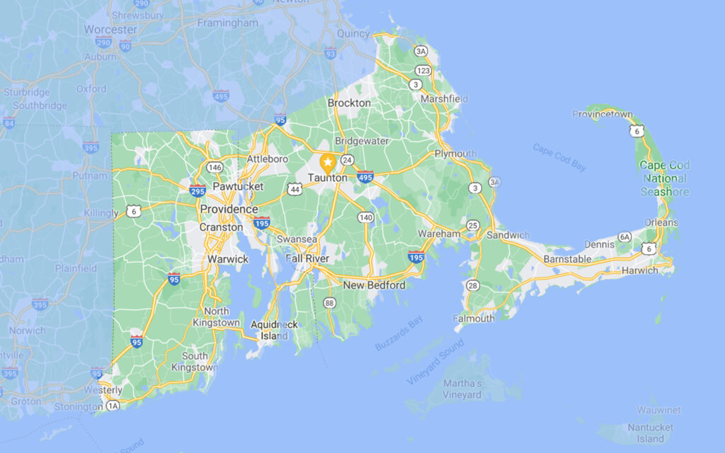 Bristol County, Plymouth County & Barnstable County in Massachusetts; Bristol, Kent, Newport and Providence counties in Rhode Island; and the Rhode Island towns of Charlestown, Exeter, Hopkinton, Narragansett, New Shoreham, North Kingstown, Richmond and South Kingstown.